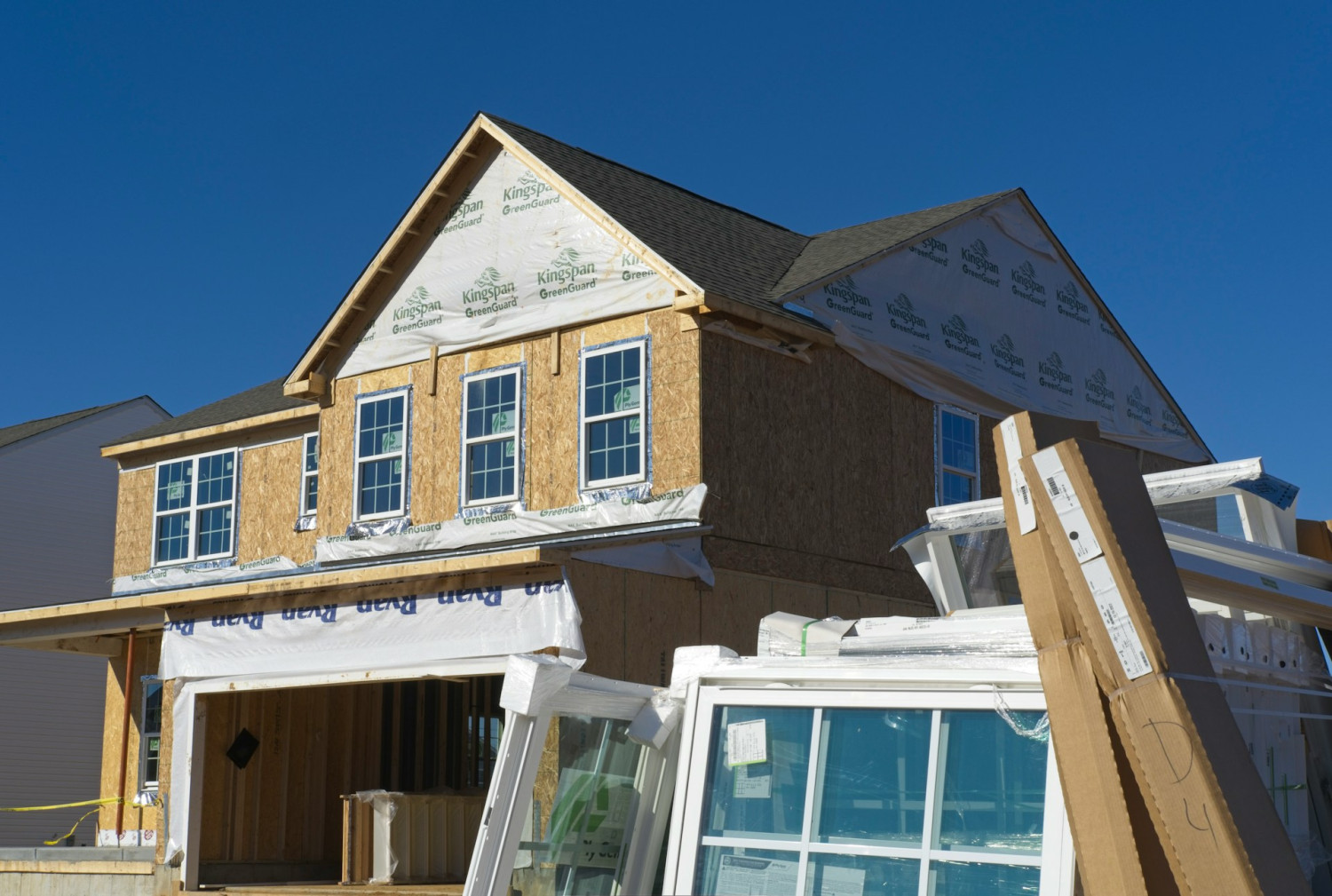 Suburban home under construction