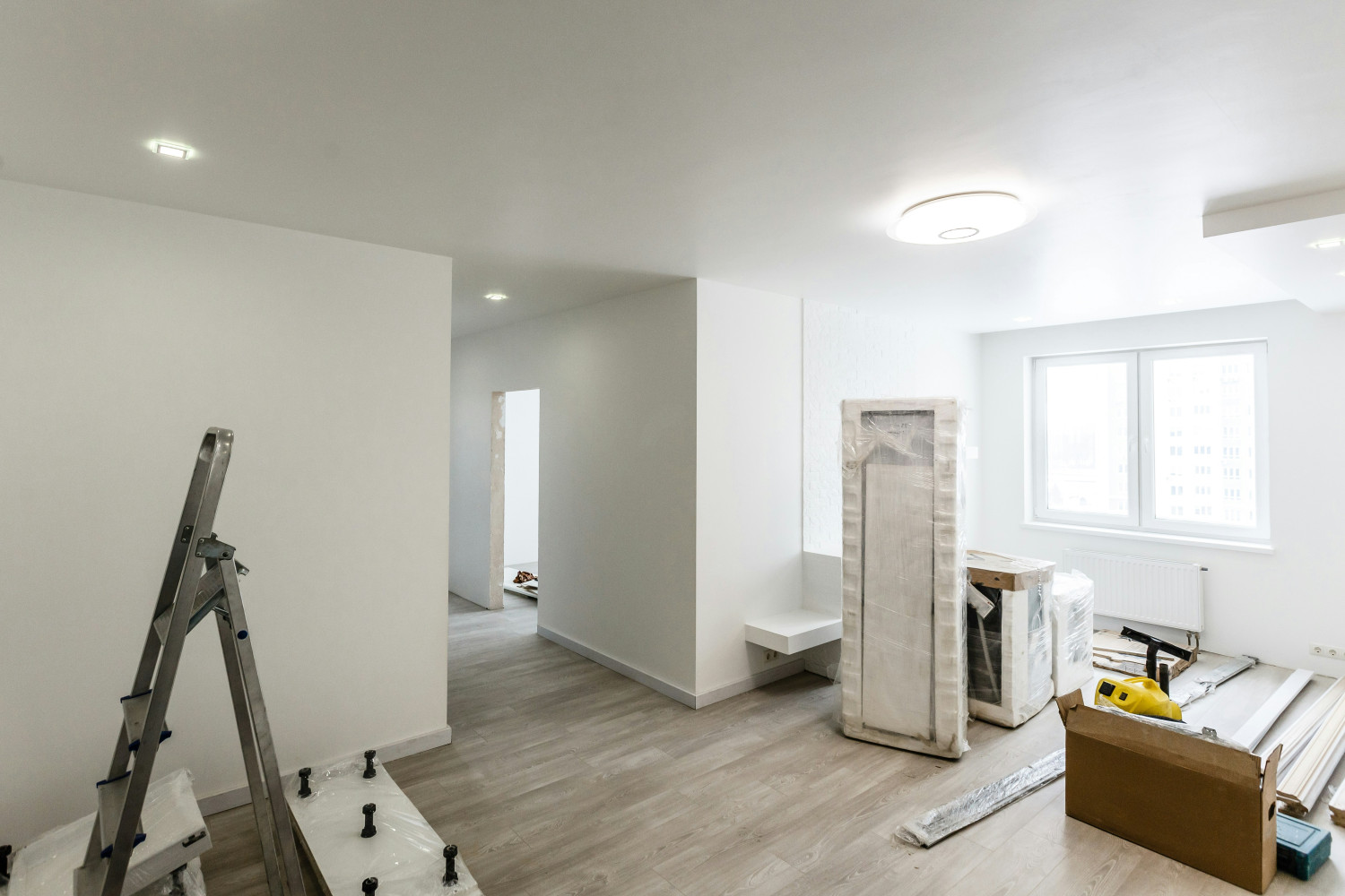 Suburban home interior undergoing renovation
